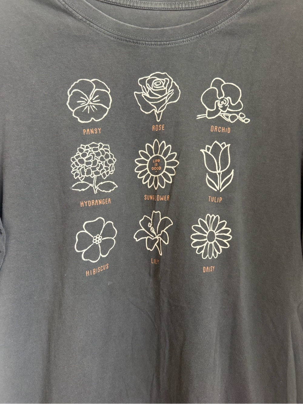 Life Is Good Black Short-Sleeve Flower Tee shirt